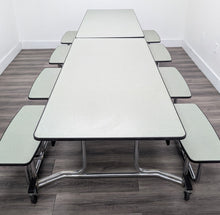 Load image into Gallery viewer, 12ft Cafeteria Lunch Table w/ Double Bench Seat, Light Green Top, Light Green Seat, Adult Size (RF) (Copy)
