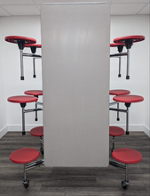 Load image into Gallery viewer, 12ft Cafeteria Lunch Table w/ Stool Seat, Gray Top, Red Seat, Adult Size (RF)