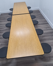 Load image into Gallery viewer, 12ft Cafeteria Lunch Table w/ Stool Seat, Oak Top, Black Seat, Adult Size (RF)