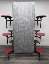 Load image into Gallery viewer, 12ft Cafeteria Lunch Table w/ Stool Seat, Gray Blush Top, Maroon Seat, Adult Size (RF)