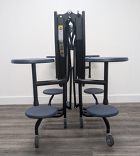 Load image into Gallery viewer, 60 inch Round Cafeteria Lunch Table w/ 8 Stool Seat, White Top, Black Seat, Elementary Size (RF)