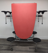 Load image into Gallery viewer, 10ft Cafeteria Lunch Table w/ 8 Stool Seat, Red Top, Black Seat, Oval, Adult Size (RF)