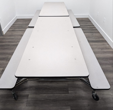 Load image into Gallery viewer, 12ft Cafeteria Lunch Table w/ Bench Seat, Gray, Adult Size (RF)