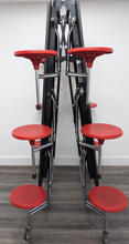 Load image into Gallery viewer, 12ft Cafeteria Lunch Table w/ Stool Seat, Gray Top, Red Seat, Adult Size (RF)