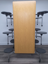 Load image into Gallery viewer, 12ft Cafeteria Lunch Table w/ Stool Seat, Oak Top, Black Seat, Adult Size (RF)