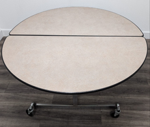 Load image into Gallery viewer, 60 inch Round Cafeteria Lunch Folding Table, Light Brown Top, Adult Size (RF)