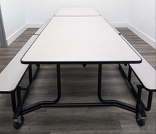 Load image into Gallery viewer, 10ft Cafeteria Lunch Table w/ Bench Seat, Gray Top, Adult Size (RF)