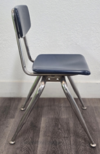 Load image into Gallery viewer, 16 inch Virco Student Chair, Navy Blue, Hard Plastic, Chrome Swivel Glide (RF)