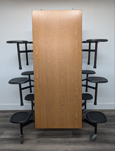 Load image into Gallery viewer, 12ft Cafeteria Lunch Table w/ Stool Seat, Woodgrain Top, Black Seat, Adults Size (RF)