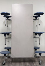 Load image into Gallery viewer, 10ft Cafeteria Lunch Table w/ Stool Seat, Gray Top, Blue Seat, Elementary Size (RF)