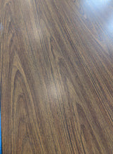 Load image into Gallery viewer, 12ft Cafeteria Lunch Table w/ Stool Seat, Walnut Top, Navy Blue Seat, Adult Size (RF)