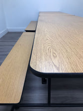 Load image into Gallery viewer, 12ft Cafeteria Lunch Table w/ Bench Seat, Light Oak Wood Grain, Adult Size (RF)
