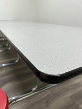 Load image into Gallery viewer, 12ft Cafeteria Lunch Table w/ Stool Seat, Gray Top, Red Seat, Adult Size (RF)