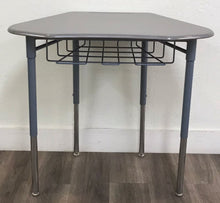 Load image into Gallery viewer, Learniture Trapezoid Collaborative Desk w/ Wire Box, Adjustable Student Desk w/ Charcoal Gray Top (RF)
