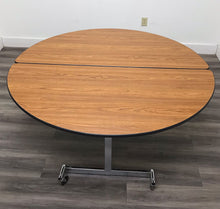 Load image into Gallery viewer, 60 inch Round Cafeteria Lunch Folding Table, Wood Grain Top, Adult Size (RF)