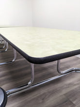 Load image into Gallery viewer, 12ft Cafeteria Lunch Table w/ 12 Stool Seat, Green Brush Top, Black Seat, Adult Size (RF)
