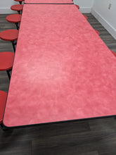 Load image into Gallery viewer, 12ft Cafeteria Lunch Table w/ 12 Stool Seat, Red Brush Top, Red Seat, Adult Size (RF)
