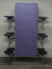Load image into Gallery viewer, 12ft Cafeteria Lunch Table w/ 12 Stool Seat, Purple Brush Top, Black Seat, Adult Size (RF)
