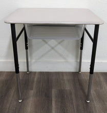 Load image into Gallery viewer, Artco Bell Uniflex 7SD4A6 - Student Desk, Adjustable, Gray Spectrum Hard Plastic Top, w/ Plastic Clear Book Box (RF)
