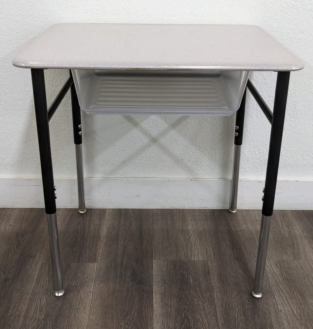 Artco Bell Uniflex 7SD4A6 - Student Desk,  Adjustable, Gray Spectrum Hard PlasticTop, w/ Plastic Clear Book Box(RF)