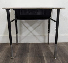 Load image into Gallery viewer, Artco Bell Uniflex 7SD4A6 - Student Desk,  Adjustable, Gray Spectrum Hard PlasticTop, w/ Black Metal Book Box (RF)