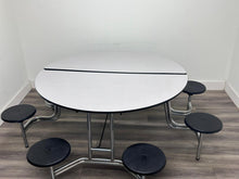 Load image into Gallery viewer, 60in Round Cafeteria Lunch Table w/ 8 Stool Seat, Gray Top, Black Seat, Adult Size (RF)
