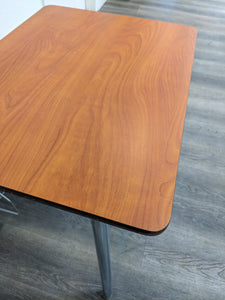 Student Combo Desk, Black Seat, Cherry Wood Grain Top, With Basket (RF)