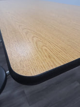 Load image into Gallery viewer, 12ft Cafeteria Lunch Table w/ Stool Seat, Oak Top, Black Seat, Adult Size (RF)