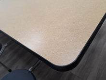 Load image into Gallery viewer, 12ft Cafeteria Lunch Table w/ Stool Seat, Beige Top, Navy Blue Seat, Adult Size (RF)