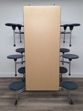 Load image into Gallery viewer, 12ft Cafeteria Lunch Table w/ Stool Seat, Beige Top, Navy Blue Seat, Adult Size (RF)
