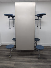 Load image into Gallery viewer, Wheelchair Handicap 12ft Cafeteria Lunch Table w/ Stool Seat, Gray Top, Blue Seat, Adults Size (RF)