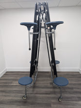 Load image into Gallery viewer, Wheelchair Handicap 12ft Cafeteria Lunch Table w/ Stool Seat, Gray Top, Blue Seat, Adults Size (RF)