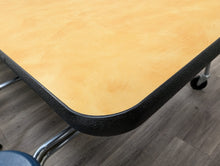 Load image into Gallery viewer, 12ft Cafeteria Lunch Table w/ Stool Seat, Woolamai Yellow Brush Top, Blue Seat, Adults Size (RF)