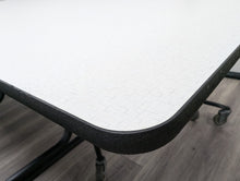 Load image into Gallery viewer, 12ft Cafeteria Lunch Table w/ Stool Seat, White Top, Black Seat, Adults Size (RF)