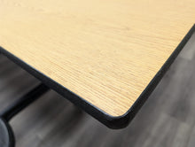 Load image into Gallery viewer, 12ft Cafeteria Lunch Table w/ Stool Seat, Wood Grain Top, Black Seat, Adults Size (RF)