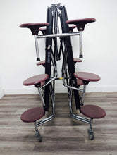 Load image into Gallery viewer, 10ft Cafeteria Lunch Table w/ Stool Seat, Gray Top, Burgundy Seat, Adult Size (RF)