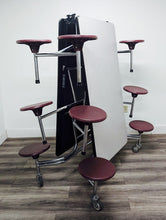 Load image into Gallery viewer, 10ft Cafeteria Lunch Table w/ Stool Seat, Gray Top, Burgundy Seat, Adult Size (RF)