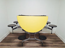 Load image into Gallery viewer, 60 inch Round Cafeteria Lunch Table w/ 8 Stool Seat, Yellow Top, Black Seat, Adult Size (RF)