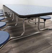 Load image into Gallery viewer, 12ft Cafeteria Lunch Table w/ 16 Stool Seat, Blue Top, Blue Seat, Elementary Size (RF)
