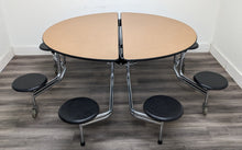 Load image into Gallery viewer, 60in Round Cafeteria Lunch Table w/ 8 Stool Seat, Light Brown Top, Black Seat, Adult Size (RF)
