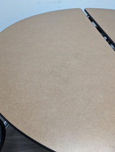 60in Round Cafeteria Lunch Table w/ 8 Stool Seat, Light Brown Top, Black Seat, Adult Size (RF)