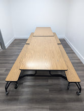 Load image into Gallery viewer, 12ft Cafeteria Lunch Table w/ Bench Seat, Wood Grain, Adult Size (RF)