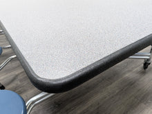 Load image into Gallery viewer, Space Saver 8ft Cafeteria Lunch Table w/ 8 Stool Seat, Gray Top, Navy Blue Seat, Elementary Size (RF)