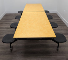 Load image into Gallery viewer, Space Saver 8ft Cafeteria Lunch Table w/ 8 Stool Seat, Yellow Woolami Top, Black Seat, Adult Size (RF)