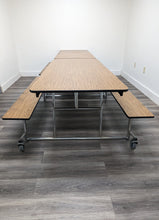 Load image into Gallery viewer, 12ft Cafeteria Lunch Table w/ Bench Seat, Oak Wood Grain, Adult Size (RF)