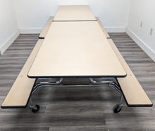 Load image into Gallery viewer, 12ft Cafeteria Lunch Table w/ Foldable Bench Seat, Beige Top, Beige Bench, Elementary Size (RF)