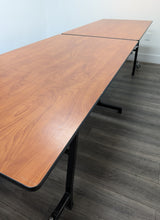 Load image into Gallery viewer, 10ft Rectangle Cafeteria Lunch Folding Table, Wood Grain Cherry Top, Adult Size (RF)