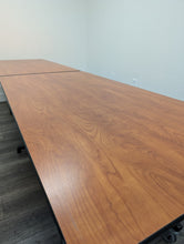 Load image into Gallery viewer, 10ft Rectangle Cafeteria Lunch Folding Table, Wood Grain Cherry Top, Adult Size (RF)