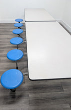 Load image into Gallery viewer, 10ft Cafeteria Lunch Table w/ 12 Stool Seat, Gray Top, Light Blue Seat, Adult Size (RF)