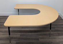 Load image into Gallery viewer, 60" x 66" Horse Shoe Activity Table, Adjustable Legs, Maple Top, Maple Edge (RF)
